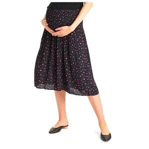 The Nines By Hatch Smoked Maternity Black Floral Skirt - Medium